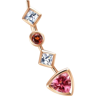 EMPHASIS艾斐诗「形」系列18K玫瑰金碧玺石榴石右耳环92419E