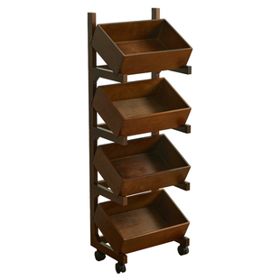 实木置物架家用落地书架客厅可移动玩具零食架厨房储物多层收纳架