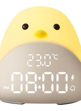 带时间小夜灯床头灯卧室护眼婴儿喂奶睡眠灯充电硅胶夜光闹钟温度
