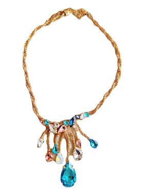 蓝色水晶重工烟花系列项链