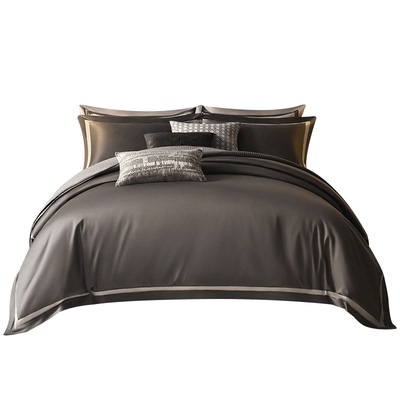 康尔馨深灰亲肤100S长绒棉四件套