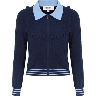 BORAAKSU学院减龄风拼色针织开衫