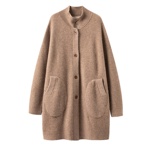 重磅空气层羊绒大衣,针织开衫 连帽过膝长款外套 2025冬季新款