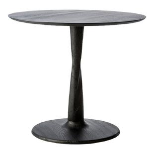 ethnicraft进口白橡木纯实木餐桌圆桌家庭黑色中古风复古家用圆形