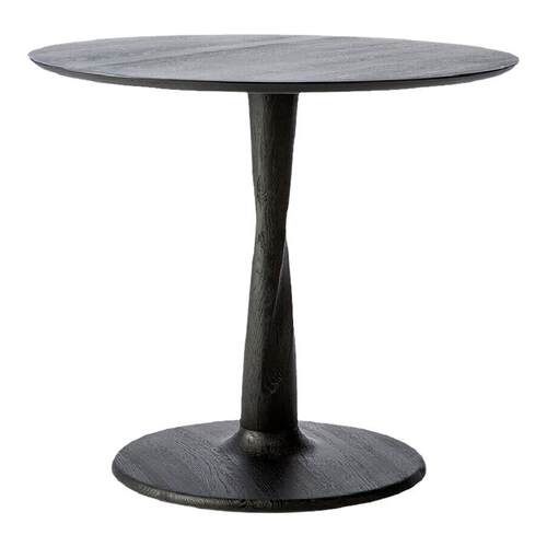 ethnicraft进口白橡木纯实木餐桌圆桌家庭黑色中古风复古家用圆形