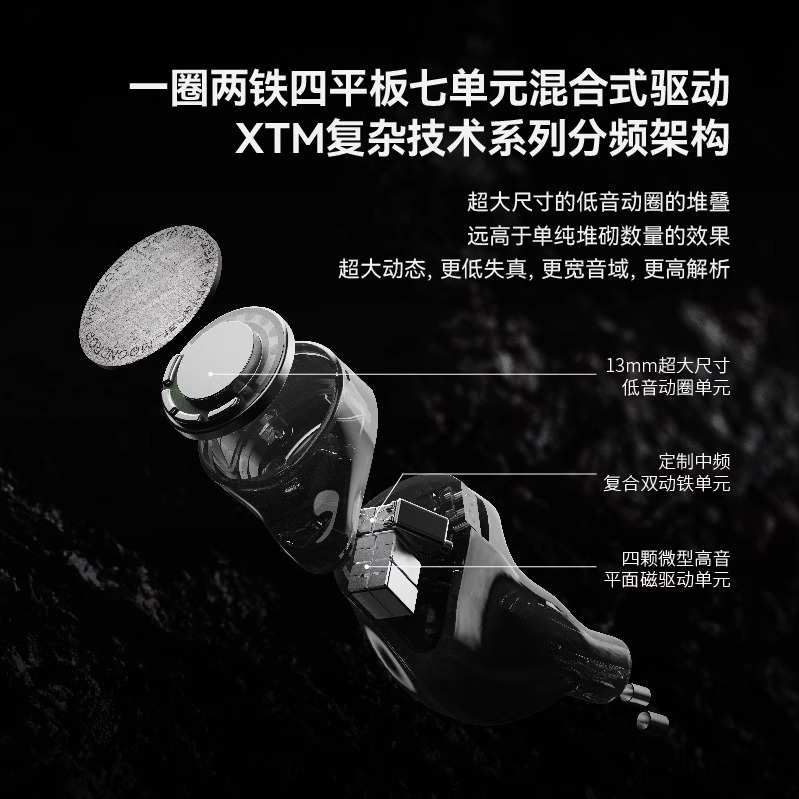 水月雨Meteor流星一圈两铁四平板七单元混合式驱动入耳式HiFi耳机