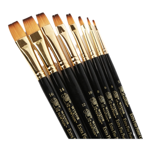 温莎牛顿水粉笔 水彩笔 黑色尼龙圆头水彩画笔水粉画笔丙烯画笔勾线笔 初学者手绘颜料笔画 单支