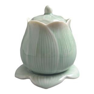 青瓷套装佛具用品大全供佛莲花香炉家用供奉陶瓷果盘水杯花瓶烛台