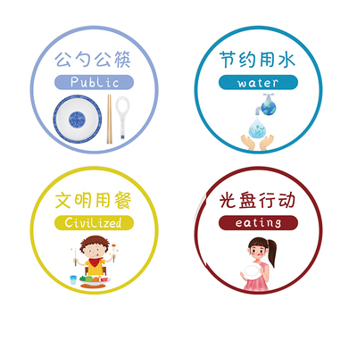 幼儿园文明用餐墙面装饰画楼道楼梯光盘行动布置贴纸节约粮食环创