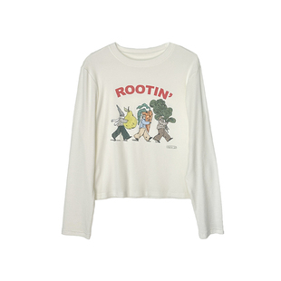 本期必buy！印花工艺弹力打底长袖T恤女2026新款春季宽松圆领上衣