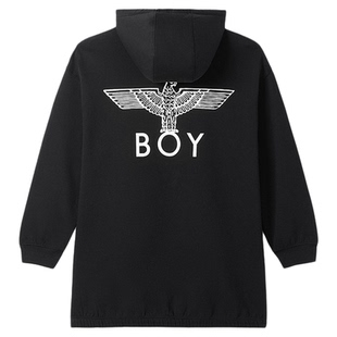 BOYLONDON女款简约黑色印花经典时尚潮牌休闲长袖连衣裙W17908