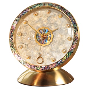 贝壳座钟客厅2025新款时钟摆放台式摆件轻奢高级感坐钟表高端台钟