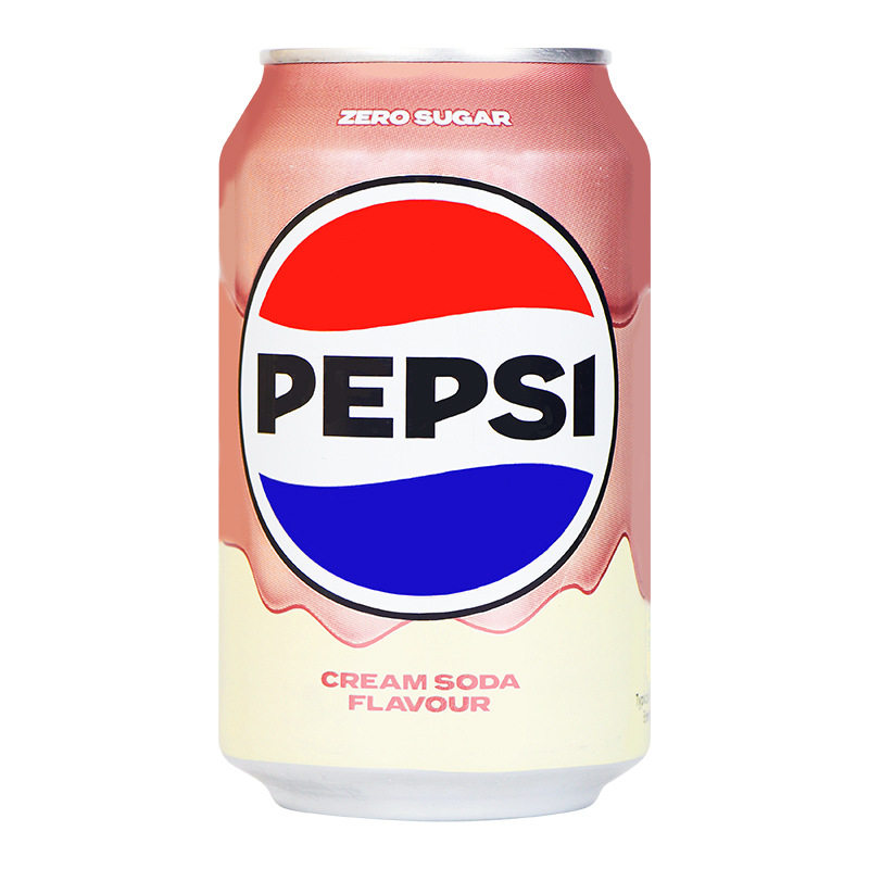 英国原装进口PEPSI百事草莓/奶油味可乐汽水330ml*24无糖碳酸饮料