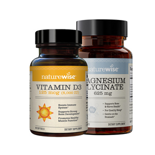 Naturewise阳光瓶5000iu维生素D3+甘氨酸镁胶囊镁元素补充剂补镁