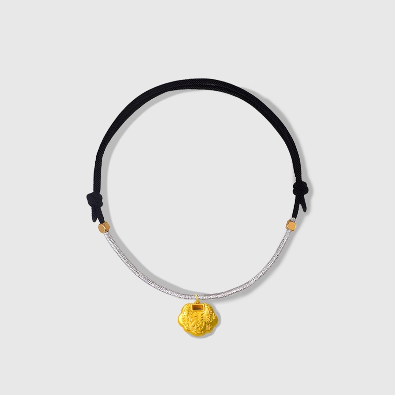 猫咪项圈宠物长命锁新年围脖装饰编织狗狗项链脖圈红绳平安锁金锁