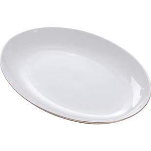 唐山骨瓷鱼盘放鱼的装鱼盘子家用欧式金边可微波陶瓷大号长方鱼碟