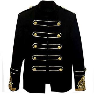 宫廷风男老方丈同款西服外套刺绣金丝线双排扣发型师毛呢西装7004