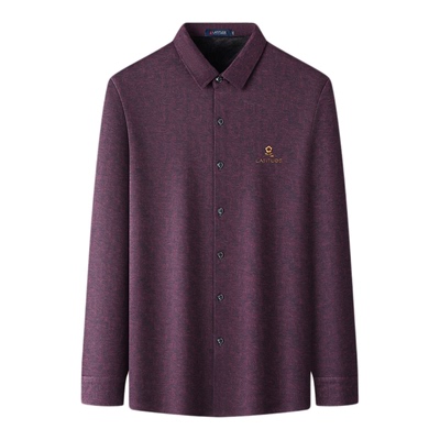 梦特娇男士轻奢暗纹衬衫冬季加绒