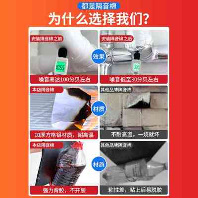 隔音棉下水管墙体吸音神器墙贴家用卫生间管道板自粘消音超强材料
