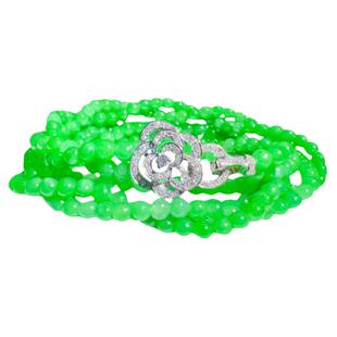 翡翠珠链金扣头18K金钻石澳白珍珠项链搭扣双串连可挂吊坠接扣