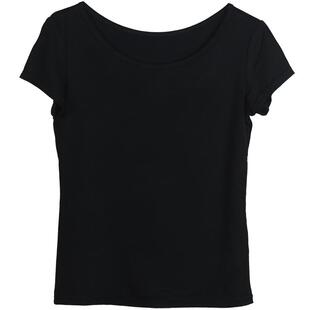 莫代尔短袖t恤女低领打底衫内搭薄款洋气2026年春季白色T百搭上衣