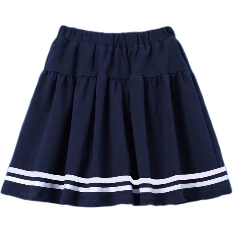 小学生班服校服五分裤夏季男女童运动短裤短裙藏青白杠百褶半身裙