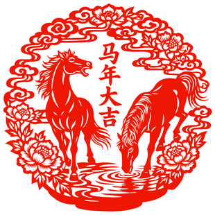 马年大吉玻璃贴纸生肖马窗花新年静电贴纸窗户装饰2026春节水贴