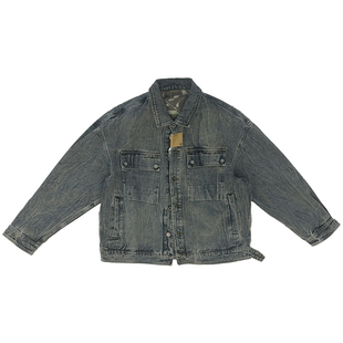 早春翻领纽扣教练夹克男个性水洗做旧大口袋设计立体剪裁显瘦外套