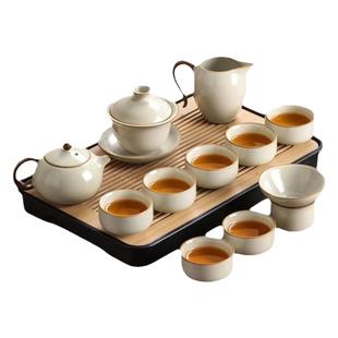 汝窑功夫茶具套装2024新款喝茶家用泡茶陶瓷盖碗茶壶茶杯子套装