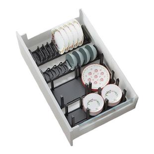 格麦碗碟收纳架厨房抽屉式分隔橱柜内置碗架盘子碗盘柜内餐具置物