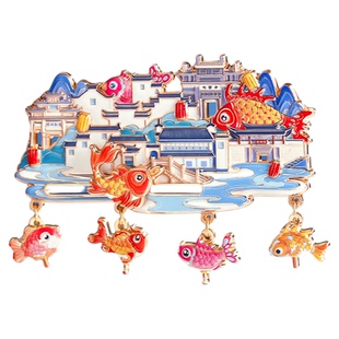 徽州特色鱼灯金属冰箱贴定制磁吸贴 北京南京城市旅游文创纪念品