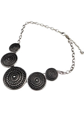 金属浮雕锁链枪黑圆个性朋克项链