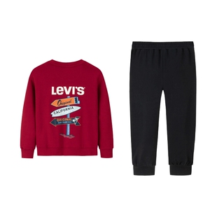 Levis李维斯儿童装男童套装卫衣长裤2件套2026新款女童运动套装棉