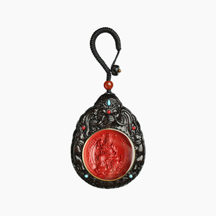 黑檀朱砂汽车钥匙扣挂件吉象本命年属马男女新款高档礼物包包挂饰