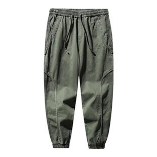 春季美式工装加绒休闲裤男款加大束脚裤新款宽松大码运动裤子男士