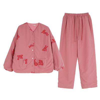 朵朵可可冬季保暖夹棉家居服