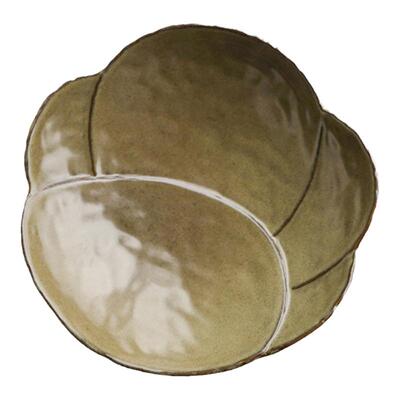 三足梅花盘创意花朵盘粗陶盘平盘