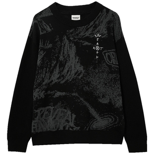 杰克琼斯男装男生2025年秋冬新款针织衫圆领衣身满印长袖毛衣上衣