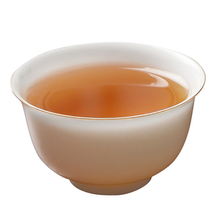 高骨瓷茶杯薄胎白玉令潮州功夫茶杯描金小巧品茗杯喝茶泡单丛透光