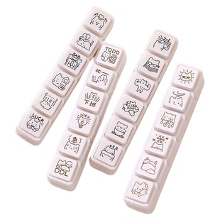 6联猫咪风格小号迷你手绘可爱萌宠印章少女文创手帐印章创意高颜值少女心手帐本日历咕卡便签咕盘装饰印鉴