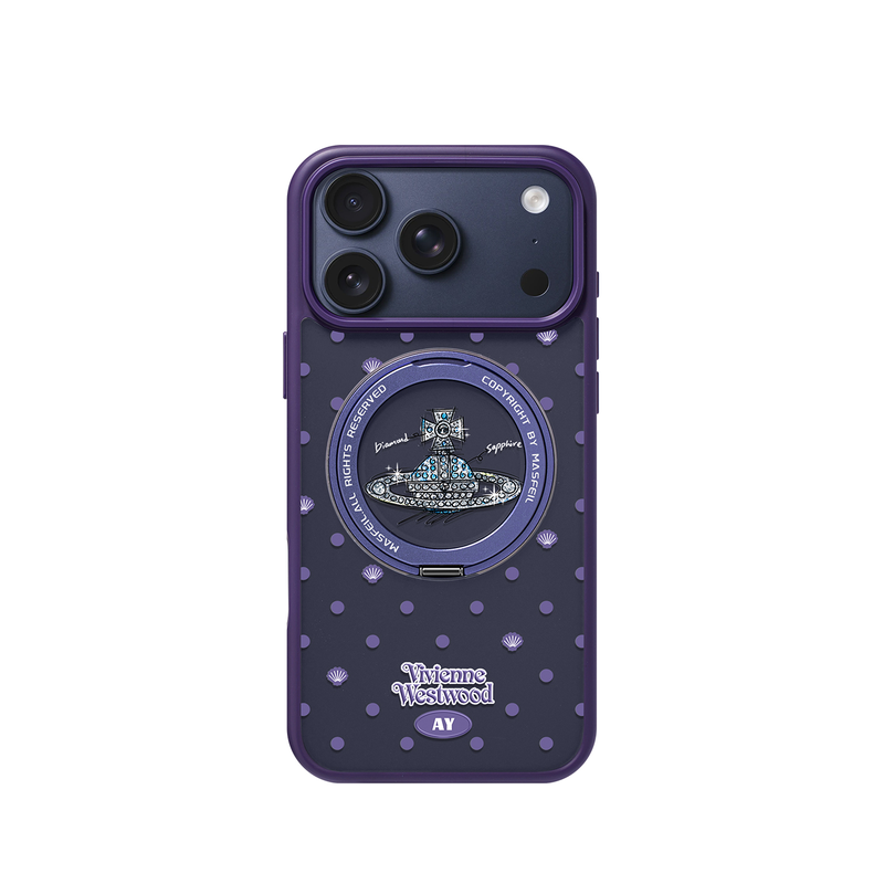ANGYING × 紫贝壳土星适用苹果17promax手机壳iPhone16pro新款带支架ip13全包Fo5磁吸支点ip15套14高级感