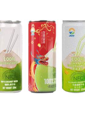 九日冰祖椰子水越南进口添加90%NFC椰青水网红易拉罐饮料320ml