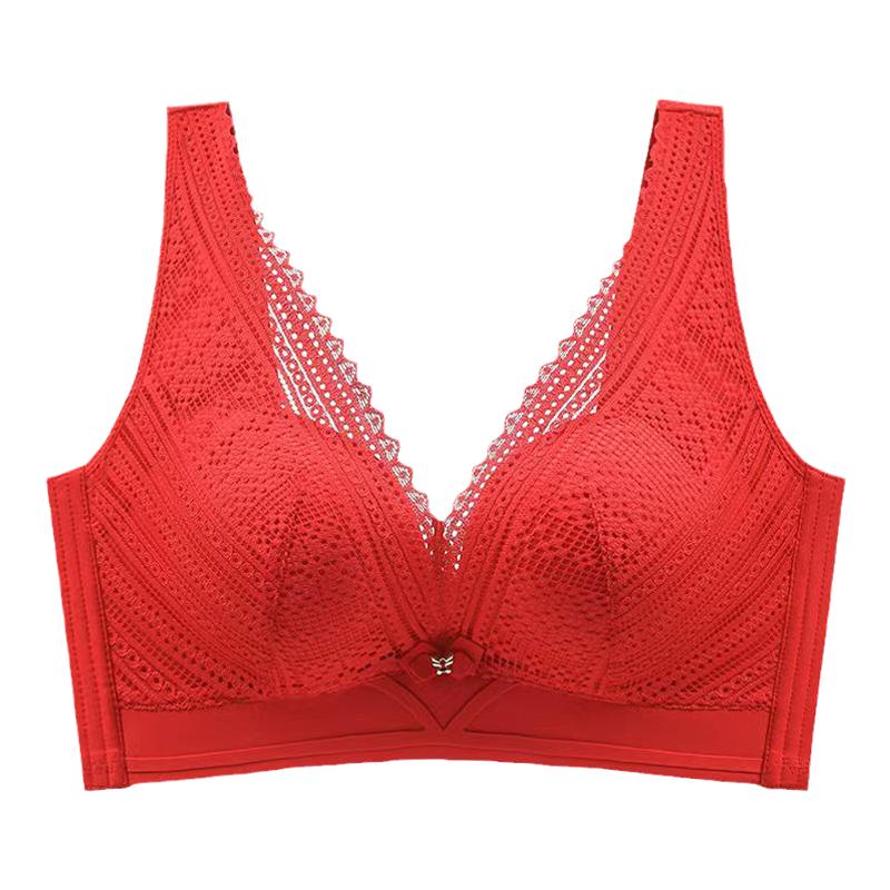 乳胶手掌杯内衣女调整型收副乳无钢圈性感蕾丝聚拢上托防下垂文胸