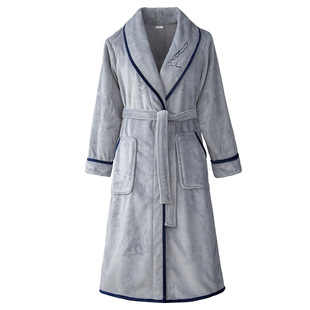 加绒加厚情侣睡衣冬季款浴袍冬季珊瑚绒男士睡袍长袍女袍子家居服