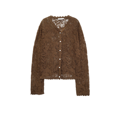 ECRIVAIN【钩边半透提花长袖针织开衫】设计师品牌 no退可换