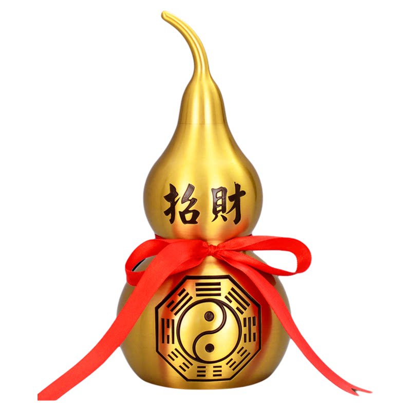 黄铜空心五帝钱八卦葫芦摆件