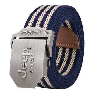 Jeep帆布腰带男自动扣尼龙裤带时尚休闲百搭编织战术腰带快拆皮带