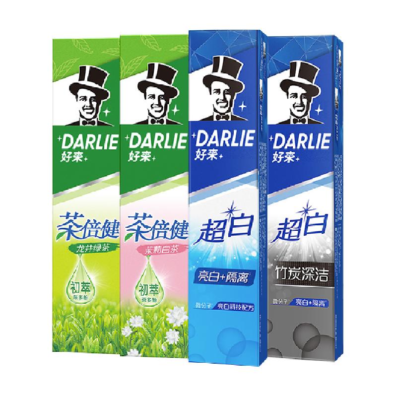 DARLIE好来(原黑人)牙膏超白茶家庭家用套装190g*4支洁齿清新亮齿