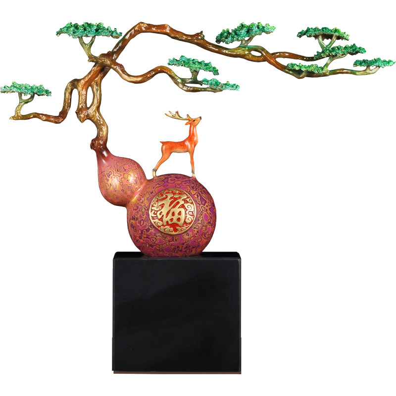全铜福禄长青葫芦摆件中