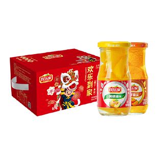 欢乐家水果罐头手提礼盒装256g*12瓶黄桃橘子二合一休闲零食年货